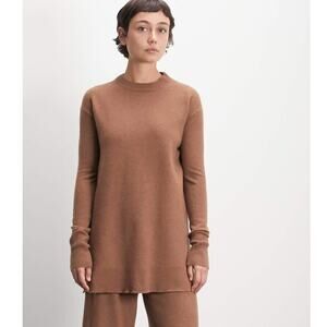 Roucha Tacer Brushed Wool Long Sleeve Sweater Camel